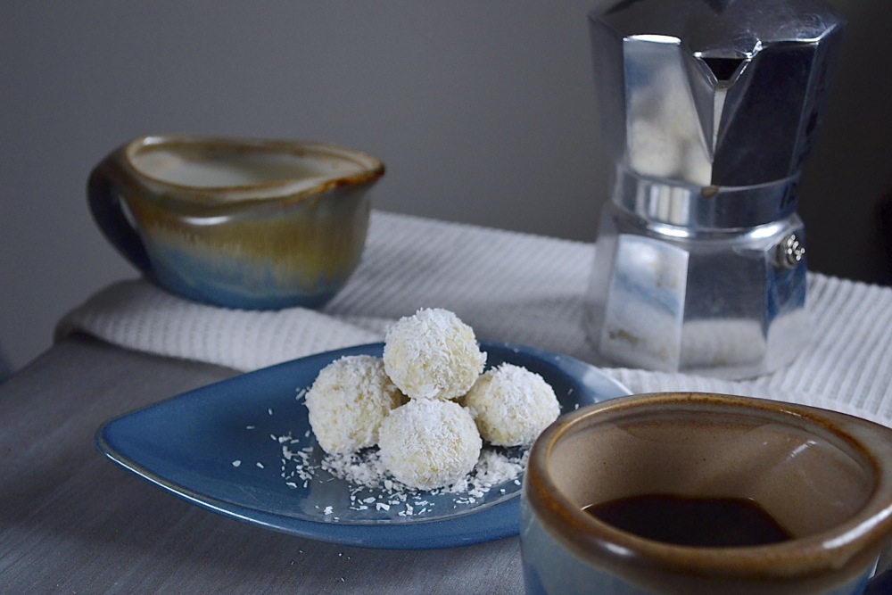 snowflake chocolate coconut truffles tea coffee party